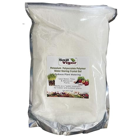 Soil Vigor® Fine SAP Granules - Water-Storing Potassium Polymer for Lawns, Gardens, & Plants 5 Pounds