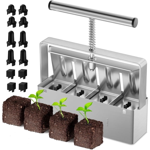 Soil barrier 2 inches 4 upgraded version soil barrier heavy-duty with comfortable handles and 3 sizes of seed nails handheld soil barrier tool for seed starting transplanting germination