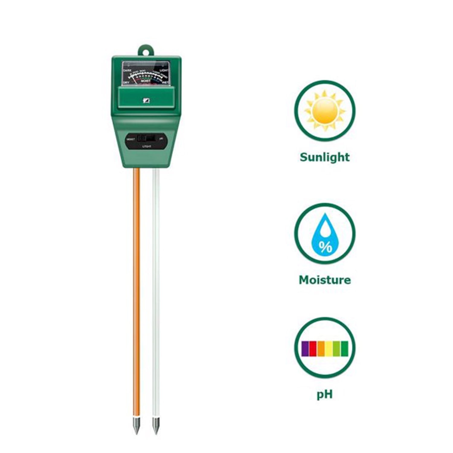 3-in-1 Soil pH Meter, Moisture/Light/pH Tester, Ga