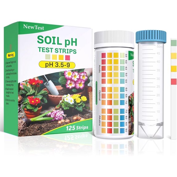 Soil pH Test Kit: Upgraded 125 Soil pH Test Strips with Measuring Cylinders for Accurate Testing pH Level of Garden Lawn Grass Flower Vegetable Compost Dirt (125)