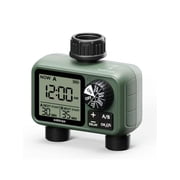 SoilDrops Dual Outlet Hose Timer — 2-Zone Programmable Sprinkler Timer with LCD Rain Delay