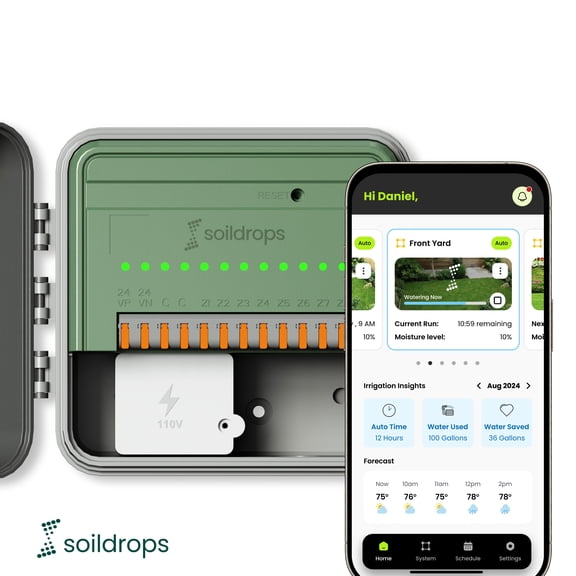 SoilDrops Smart Sprinkler Controller — 8-Zone WiFi Irrigation Controller with AI Scheduling