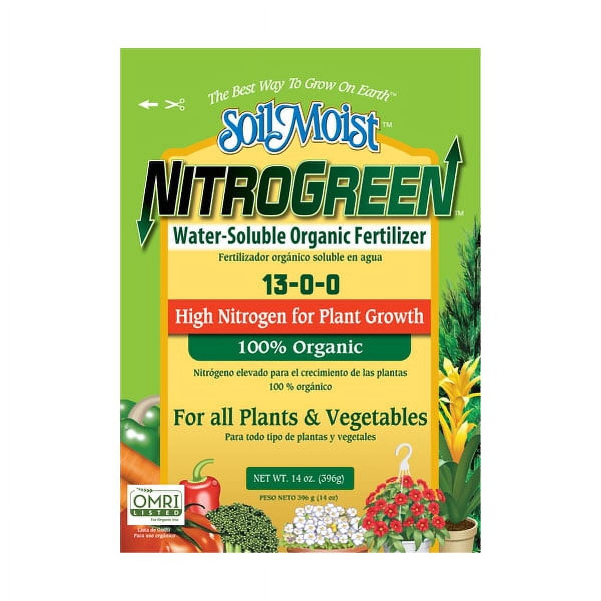 SoilMoist NitroGreen Organic Plant Fertilizer 14oz High Nitrogen Water