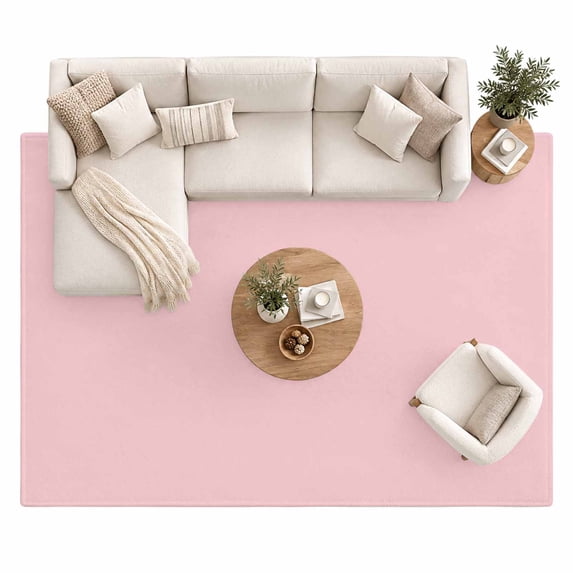 Soild Color Area Rug 8'x10', Pink Large Area Rugs Non-Slip Silicone ...