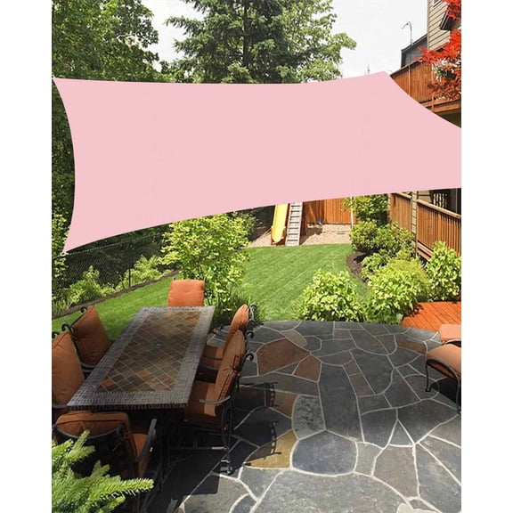 Soild Color Waterproof Sun Shade Sail Pink Outdoor Patio Sun Shades Canopy UV Block Waterproof Sunshade for Garden Backyard Deck Pergola 8x10 Ft
