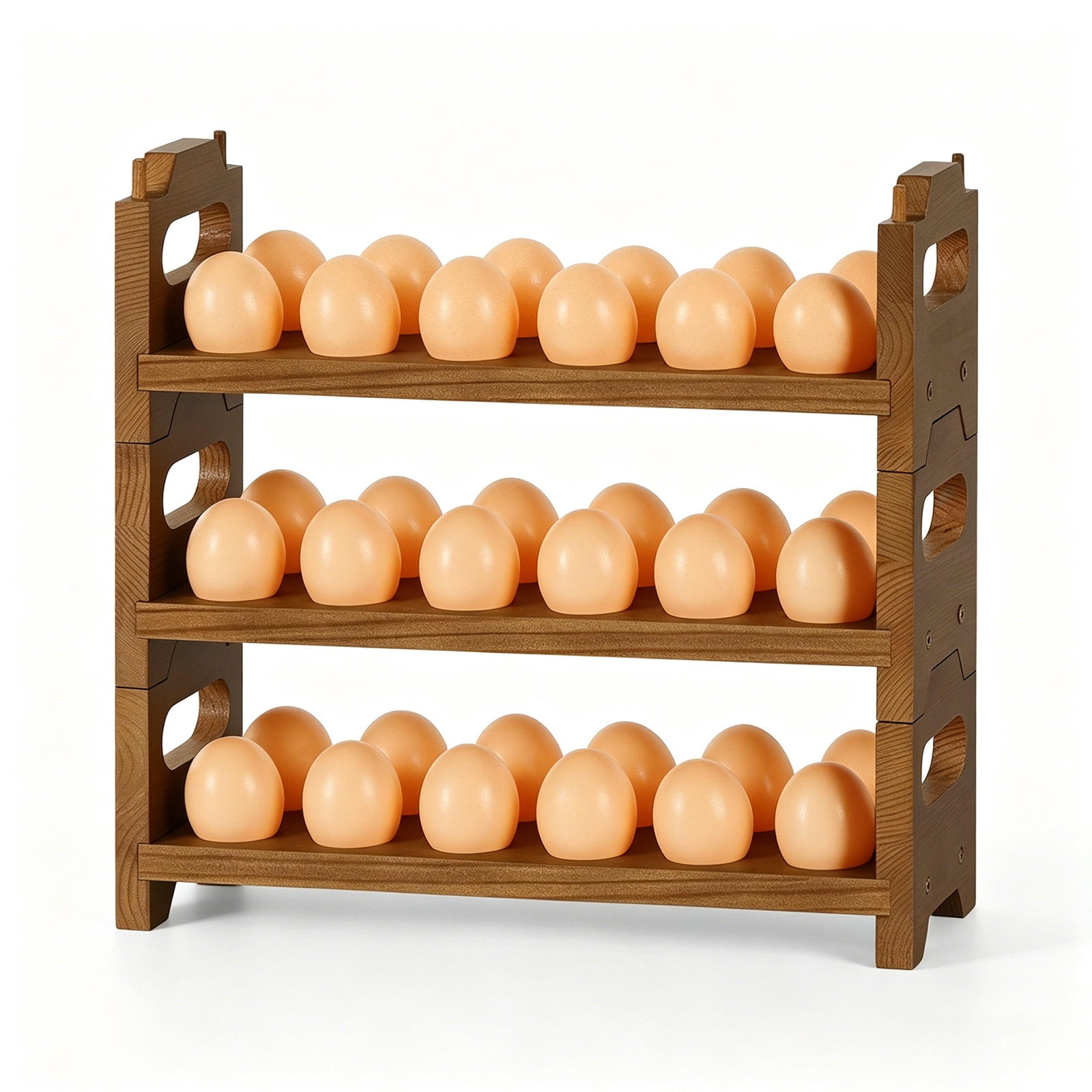 SoildPal 3-Tier Wooden Egg Holder, Stackable Countertop Egg Rack Holds 36 Eggs for Kitchen Farmhouse Decor