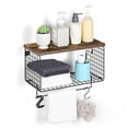 thumbnail image 1 of SoildPal Wall Mounted Towel Shelf with Towel Bar and Hooks, 2 Tier Floating Bathroom Storage Shelf with Towel Rack for Bathroom Bedroom Laundry Room, 1 of 7