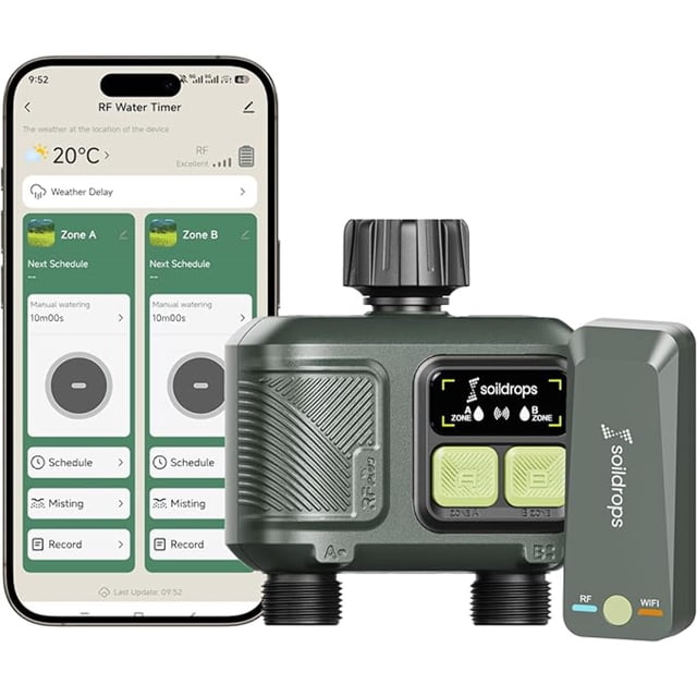 Soildrops Smart Sprinkler Timer — 2 Zones, App Control, 1,000 ft Wi-Fi ...