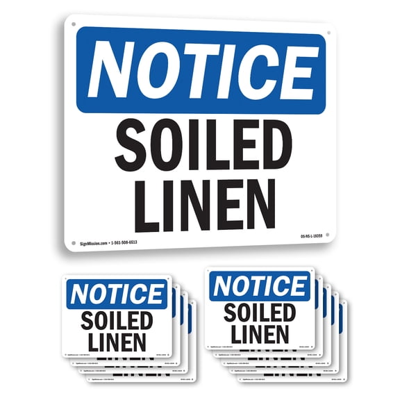 Soiled Linen OSHA Notice Aluminum Sign 10 Inch x 7 Inch - 10 Pack