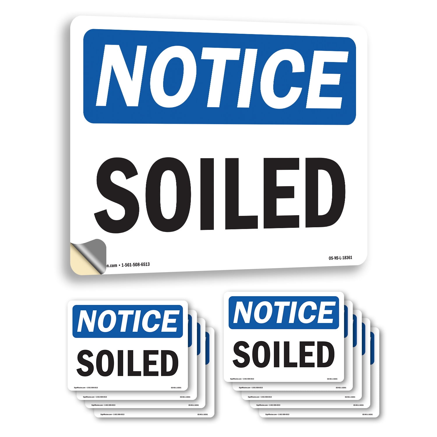 Soiled OSHA Notice Vinyl Decal Label 10 Inch x 7 Inch - 10 Pack ...