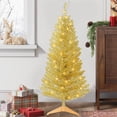 thumbnail image 1 of Makeatree 4 ft Gold Artificial Christmas Tree with 50 Lights，112 Branch Tips Mini Holiday Party Xmas Tree w/Stand, 1 of 10