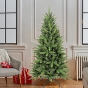 Makeatree 4 ft Unlit Small Christmas Tree, Green Artificial Xmas Tree with 424 PE & PVC Mixed Branches, Metal Hinges, Foldable Base
