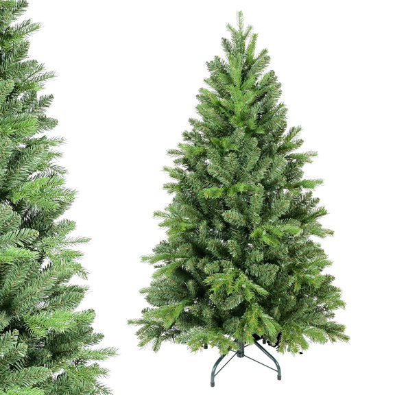Soilhill 4ft Christmas Tree w/527 PE & PVC Tips, Hinged, Easy-Setup, Metal Base - Holiday Decor