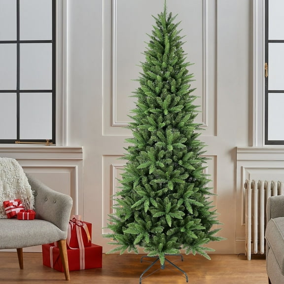 Makeatree 5 ft Unlit Pencil Christmas Tree, Artificial Slim Xmas Tree with 610 PE & PVC Mixed Branches,Metal Hinges, Foldable Base