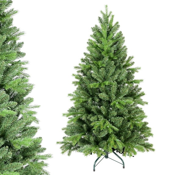Soilhill 5ft Christmas Tree w/756 PE & PVC Tips, Hinged, Easy-Setup, Metal Base - Holiday Decor