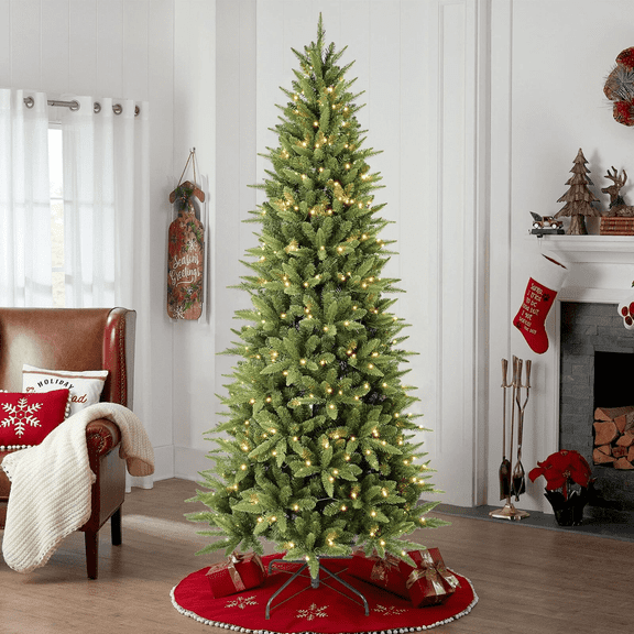 Makeatree 7 ft Pre-Lit Pencil Christmas Tree, Artificial Slim Xmas Tree with 1180 PE & PVC Mixed Branches, 400 LED Lights