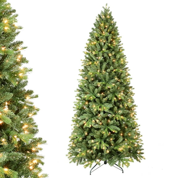 Soilhill 7ft Pre-Lit Christmas Tree w/400 LED Lights, 1375 PE/PVC Tips, Easy-Setup - Holiday Decor