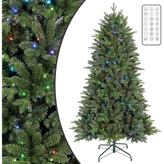 Lixhey 7ft Prelit Christmas Tree with Remote Control Artificial Fake Christmas Tree with 340 Multi-Color LED Lights, 48 Color Modes, 2126 PE&PVC Mixed Branch Tips, Xmas Tree for Home, Of