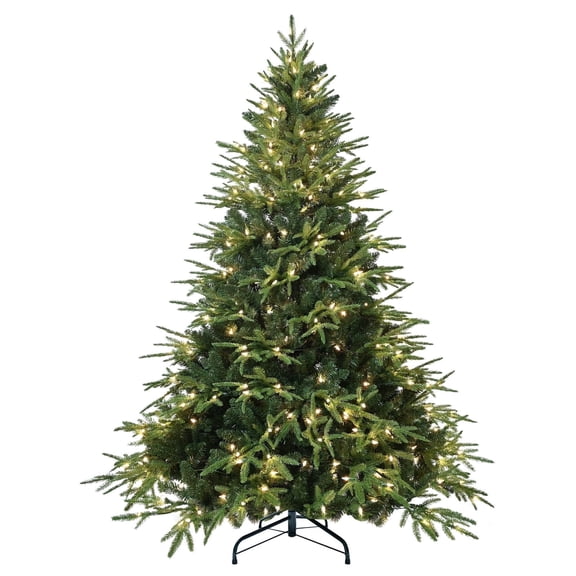 Soilhill 6FT Pre-lit Ultra-Full Christmas Tree, 2056 Hand-Crafted PE/PVC Tips, 400UL Warm Incandescent Lights, Premium Foldable Metal Stand