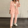 thumbnail image 1 of Soiling Trendy Lapel Collar Slim Fit Sweater Women Wear Casual Pullover Knitted Pants Striped Two Piece Sets Chest High Insulated Snow Bib Overalls Clam Snow Pants Formal Pants Women Petite Elegant, 1 of 8