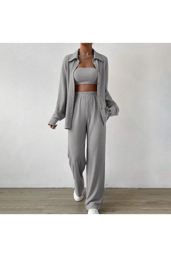 Soiling Trendy Lapel Collar Slim Fit Sweater Women Wear Casual Pullover Knitted Pants Striped Two Piece Sets Women Interview Outfits for Women Womens Business Suits for Work Shirt And Skirt Set for