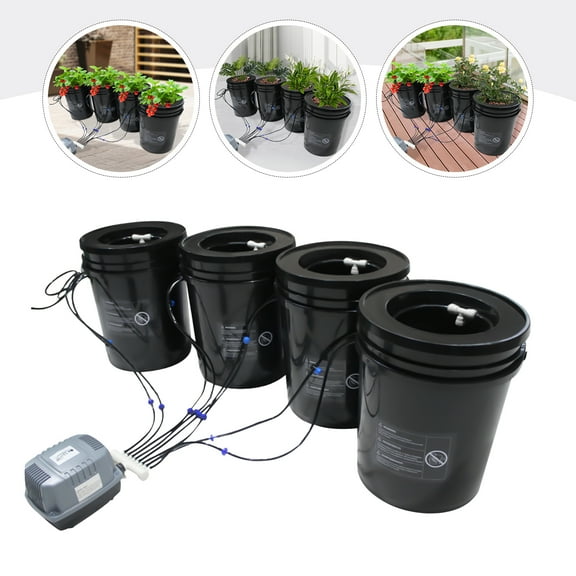 Soilless Hydroponics Growing System Set Drip Garden System Kit W/5gal 4 Buckets