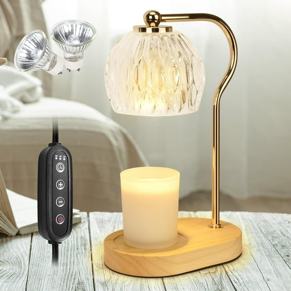Soilsiu Candle Warmer Lamp with Timer, Dimmable Candle Lamp for All Scented Candles, Candle Warmer with 2 x 50W Bulbs for Home Decor Winter
