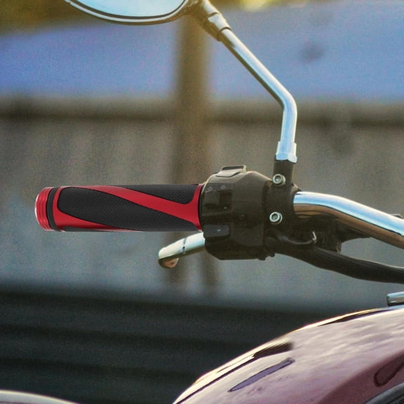 Soimiss 1 Pair Cycle Handle Grip Rubber Red Quick Setup for Cycling