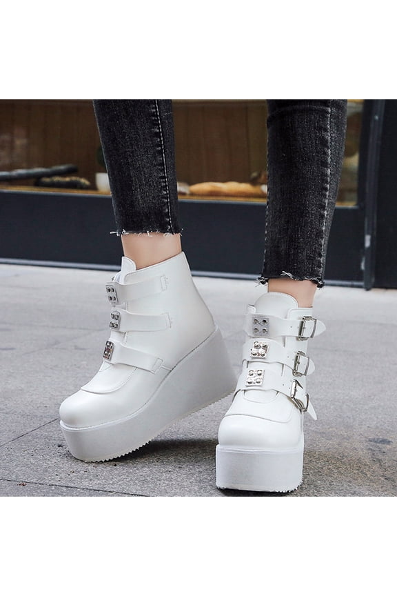 1 Pair Women Ankle Boots White PU for Wedding Events