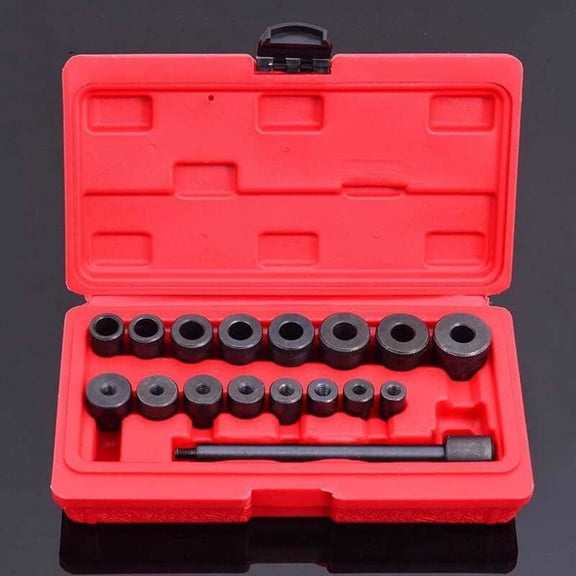 Soimiss 17Pcs Clutch Hole Corrector Tool with Biconical Plate for Car Use Red Steel