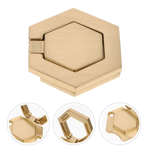 Soimiss Copper Hexagonal Door Knob Golden Foldable Design for Bedrooms 1Set