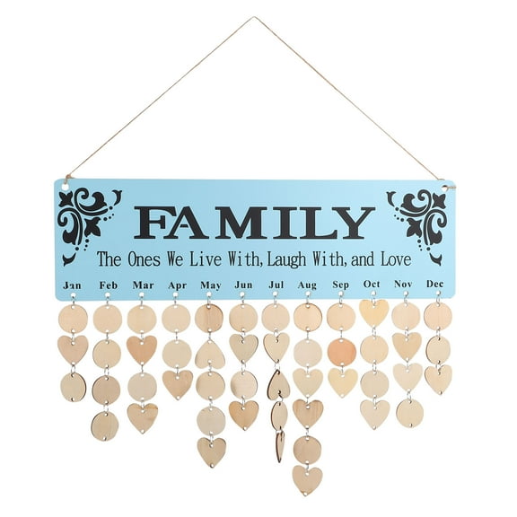 Soimiss 1Set Premium Wooden Family Birthday Calendar Wall Hanging Board for Home Decor