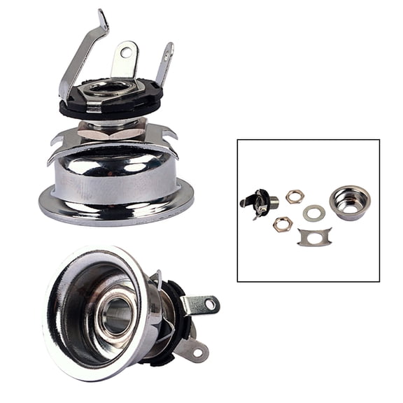 Soimiss 1Pc Guitar Jack Plate Silver Finish Iron Copper Reliable Output Jack for Electric Bass