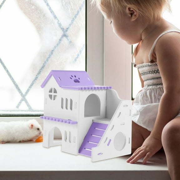 Soimiss 1Set Small Animal Hideaway Villa in Violet Safe Shelter for Hamsters and Guinea Pigs