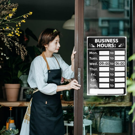 Soimiss 1 Set Opening Hours Sign Practical Design PVC Assorted Color for Cafe Shop Owners