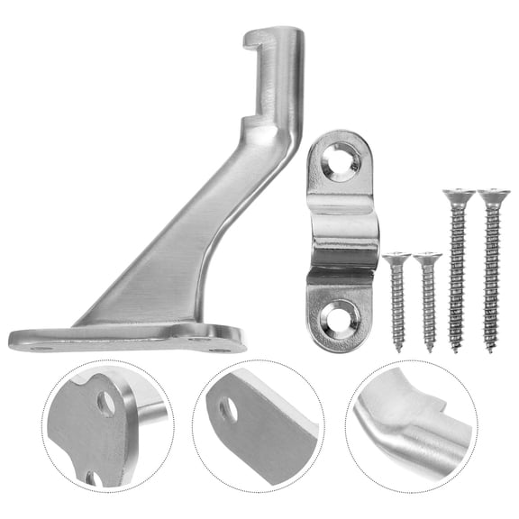 Soimiss Stairway Banister Brackets 1 Set Silver Stainless Steel Handrail Supports for Stairs