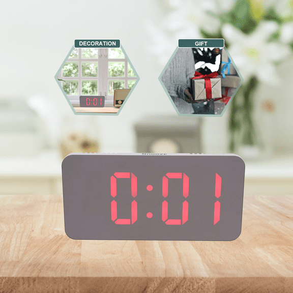 Soimiss 1 Set of Digital Alarm Clock Plastic White Shell Stable Base for Home Users in Office