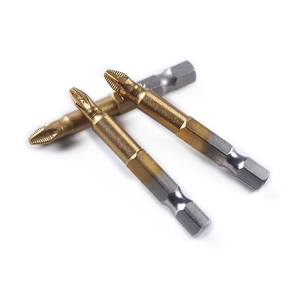 Soimiss 10 Pcs Magnetic Hexagon Bit Set Screwdriver Bit Golden Chrome Vanadium Alloy Steel For Electrician PH2 Design