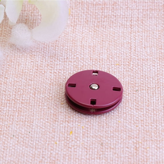 Soimiss 10 Sets Metal Snap Fasteners For Sewing Enthusiasts Zinc Alloy Dark Red Flat Shape Spring Wear