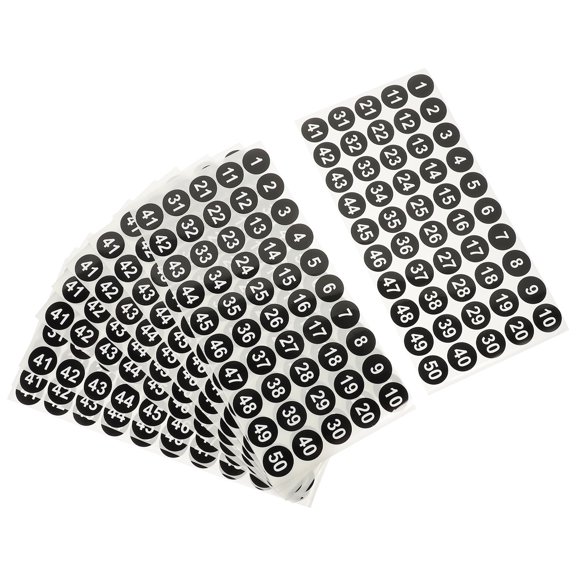 Soimiss 10 Sheets Adhesive Number Labels Black Film Layer for Key Organization and Classification