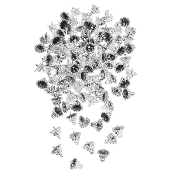 Soimiss 100Pcs Christmas Ornament Caps Silver Plastic Round Tops for Xmas Tree Decoration