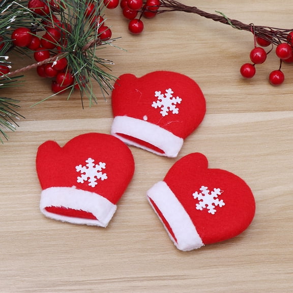 Soimiss 10Pcs Embroidered Sequin Patches Red Christmas Gloves for Clothing Repair and Applique