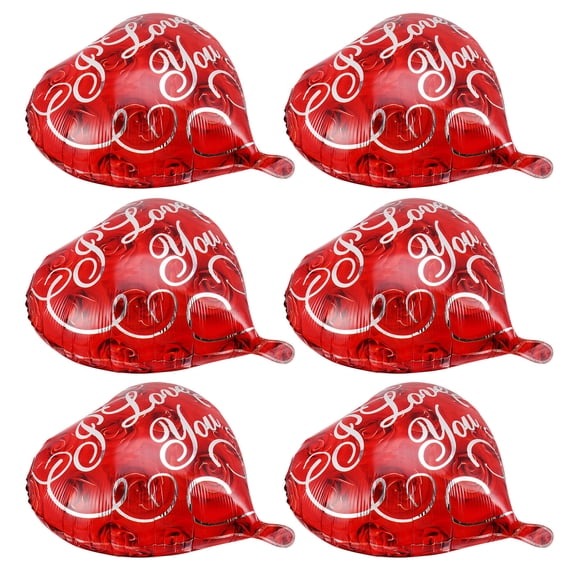 Soimiss 10Pcs Valentine Day Balloon Red Aluminium Film Background Wall Layout for Engagement Party