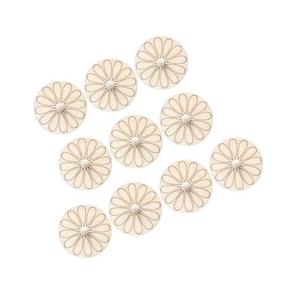 Soimiss 10Pcs Beige Wooden Gyroscope Tops for DIY Painting and Skill Development