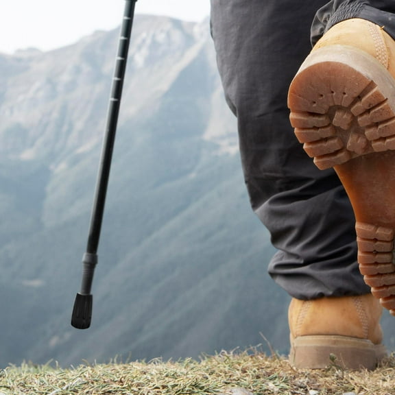 Soimiss Trekking Pole Foot Covers Hiking Gear Black PVC 10pcs