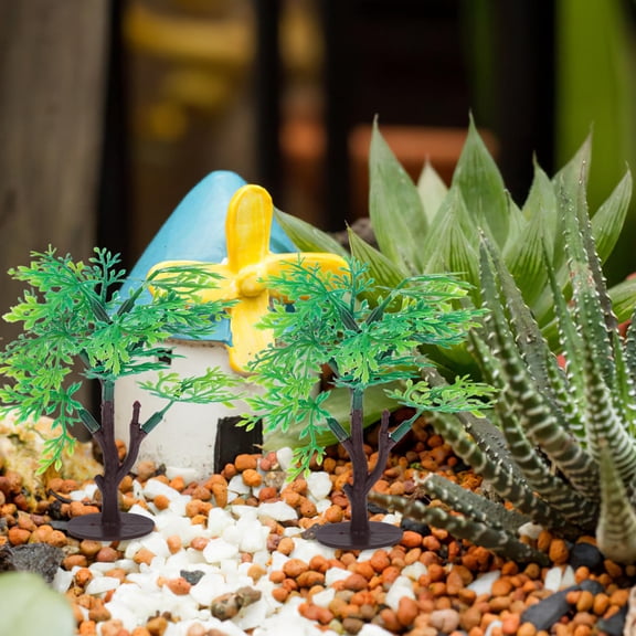 Soimiss 10Pcs Green Landscape Model Trees Plastic Artificial Scenery for Train Railroad Diorama