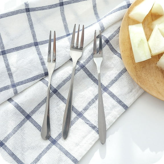 Soimiss Fruit Forks Camping Stainless Steel 12 Pcs Silver Three Tine Fork
