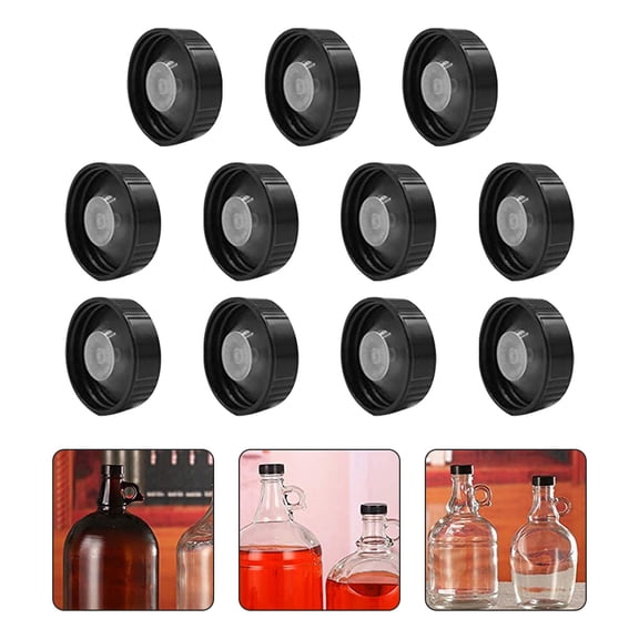 Soimiss 12Pcs Multi Purpose Black Plastic Screw Bottle Sealing Lids for Beer Wine Bottles