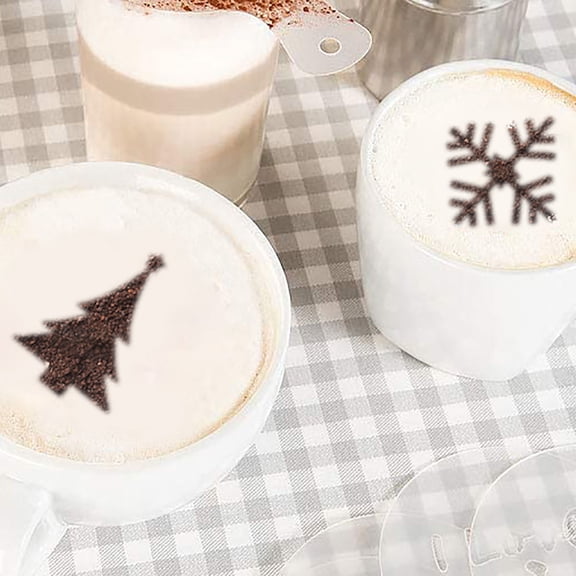 Soimiss 12Pcs Plastic Coffee Templates for Latte Art and Cake Icing Sugar Sieve Easy to Clean