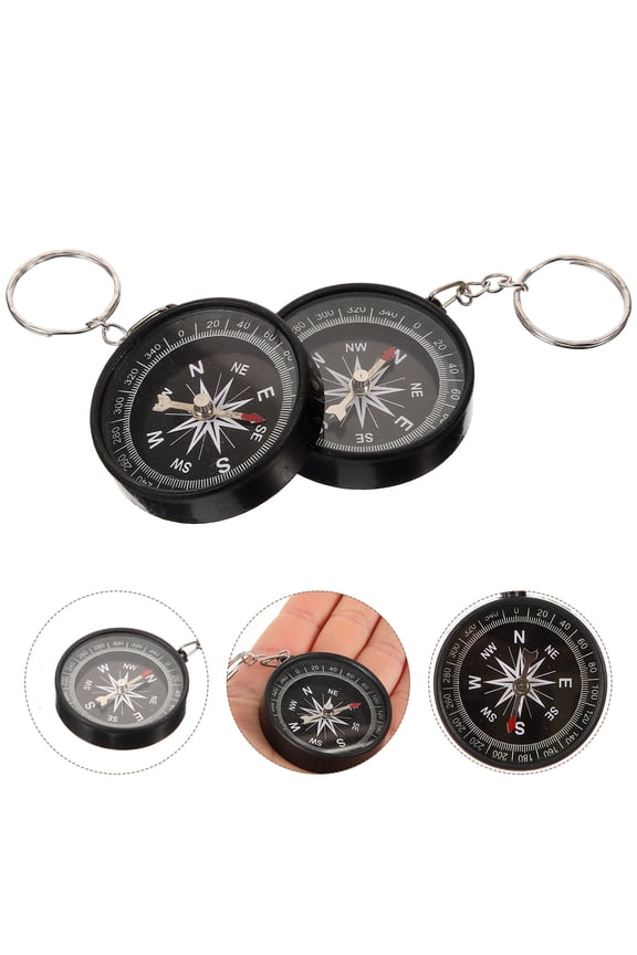12Pcs Silver Compass Bag Pendant with Key Ring Alloy for Treasure Hunt